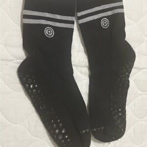Pure Barre Black and Silver Grip Socks